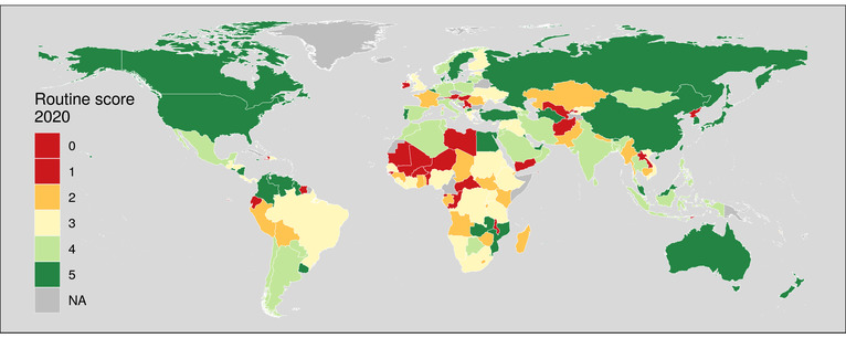 Self-reported level of IHR routine core capacities at points of entry. eSPAR 2020